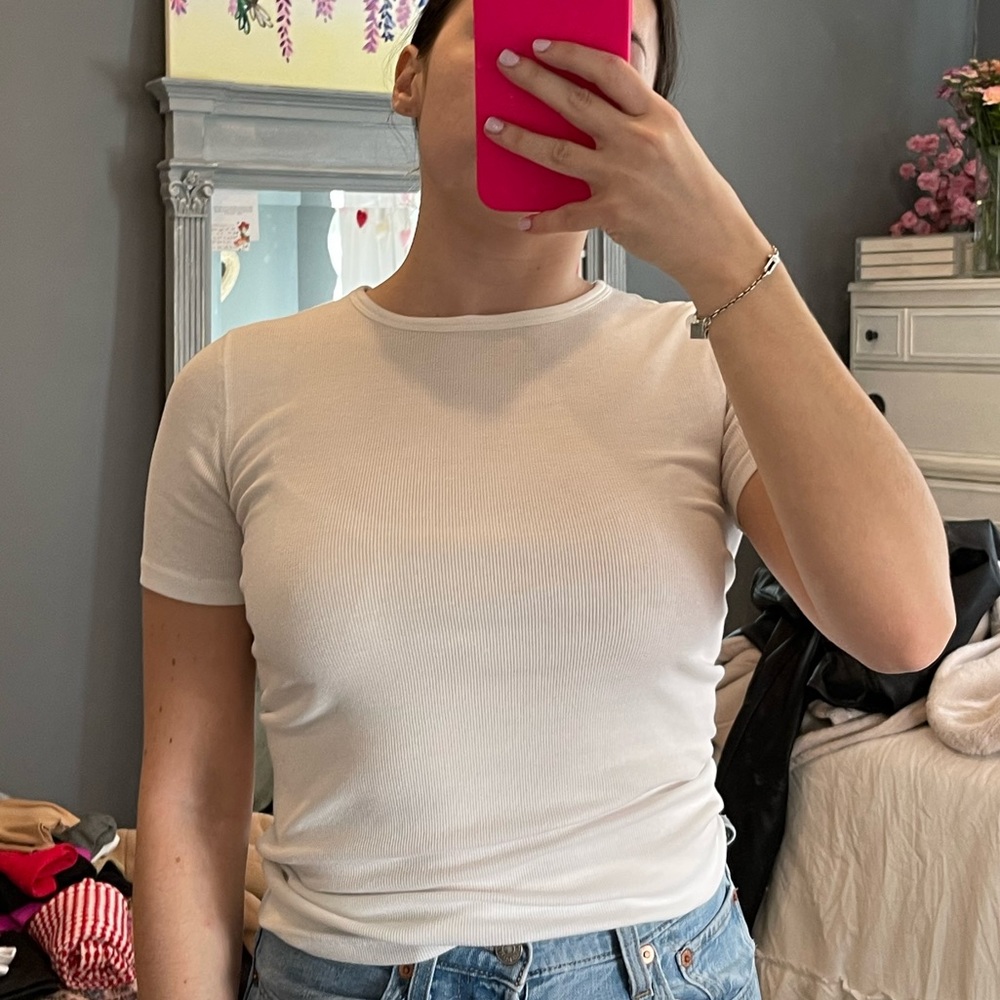 Everlane The Pima Micro-Rib Crew Tee White
